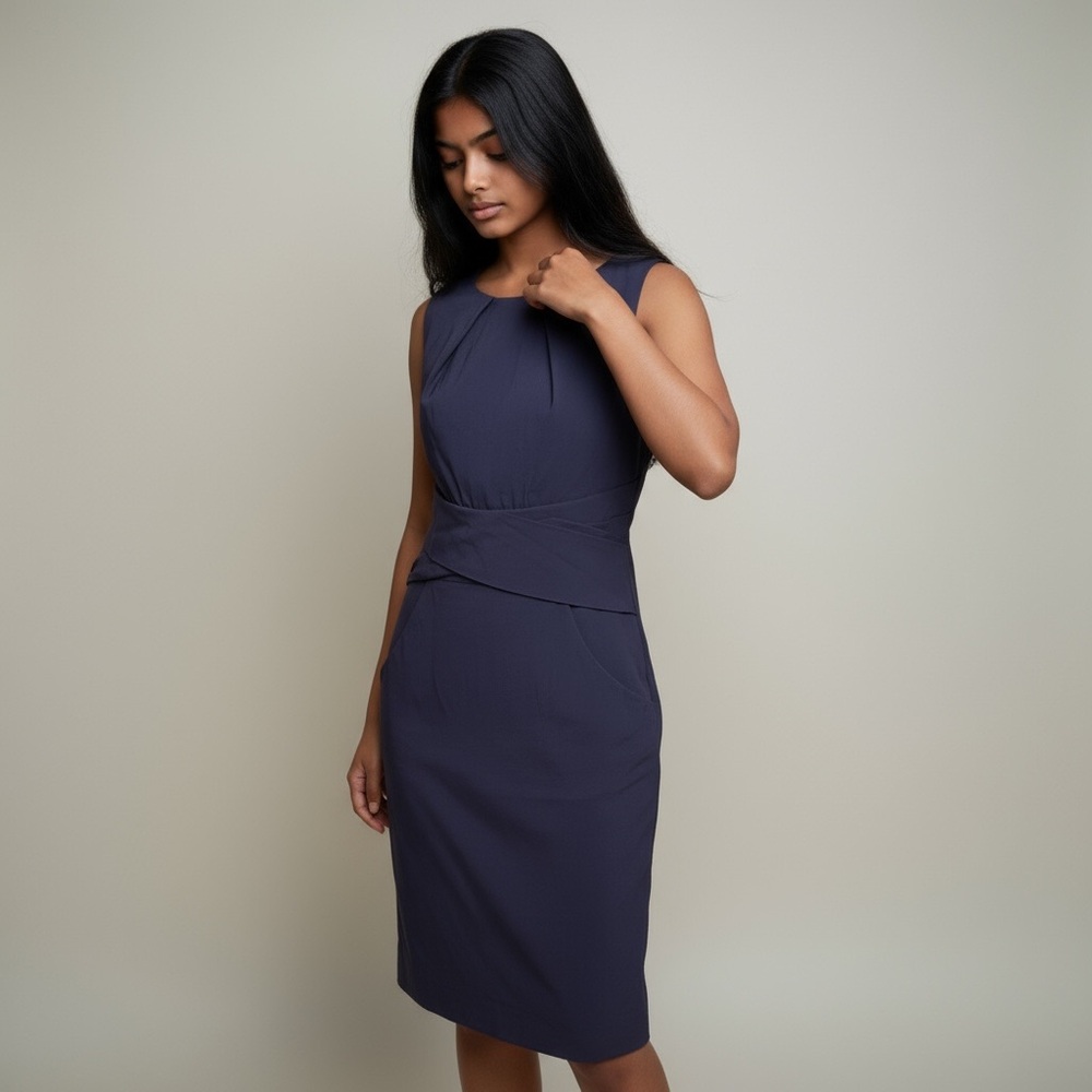 Le Chateau - Vintage (?) Formal Navy Midi Dress